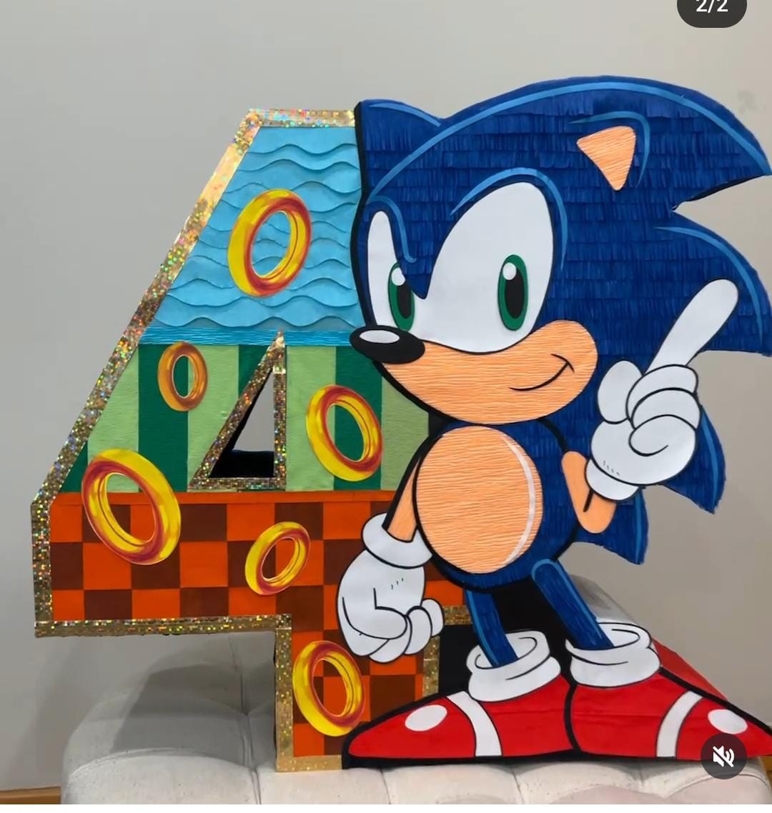 Piñata Sonic Numero c/imagen doble